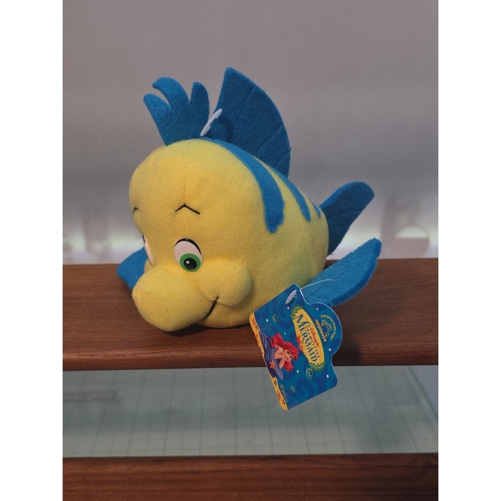 VTG Disney Little Mermaid Flounder Plush 9" NEW w TAG Disneyland‎ Walt Disney